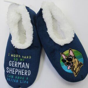 Women's Size 9/10 Large Snoozies! German Shepherd Dog Print Pairables Slippers